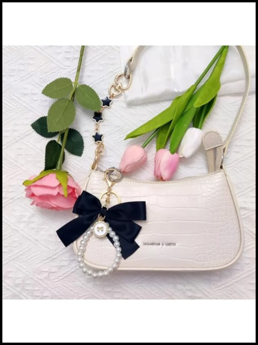 2 Purse Extender Chains & 2 Bow Keychains - Alloy Extenders for Handbag Straps
